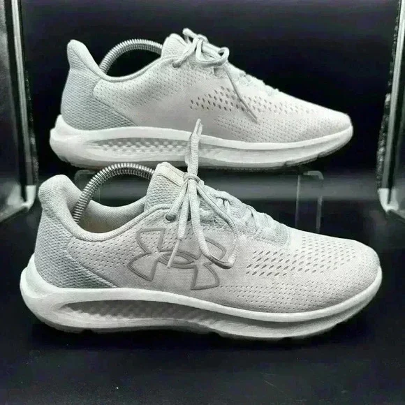 Under Armour Womens Charged Pursuit 3 Big Logo Shoes Pink/Gray Size 11 EUC CLEAN - Picture 1 of 7